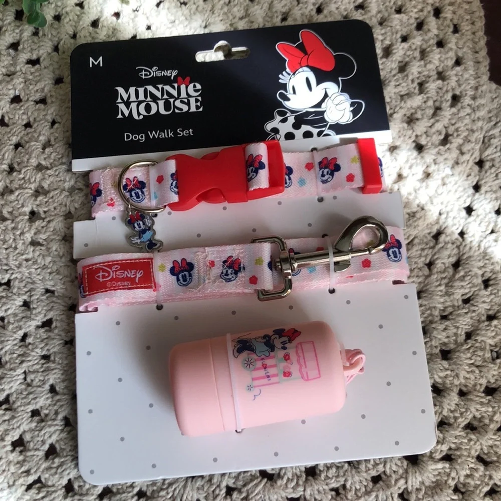 Disney Minnie Mouse Pink and Red Dog Leash & Collar Set